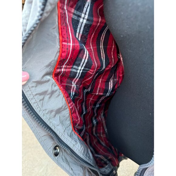 Seven 7 For All Mankind M Gray Quilted Nylon Jacket Plaid Lining Windbreaker - Picture 13 of 16